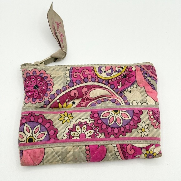 Vera Bradley Coin Purse Wallet Quilted Pink Purple Floral Zip Small - Picture 1 of 7